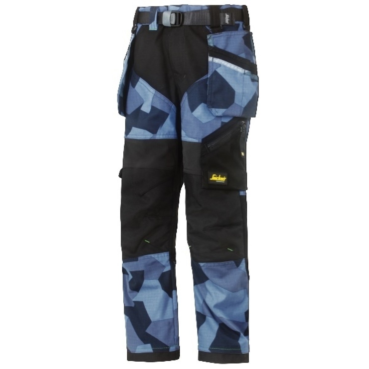 Snickers 75058604134 FlexiWork Pantalon pour Enfants Taille 134 Camouflage-Bleu Marine/Noir 