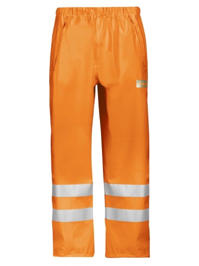Pantalon de pluie PU haute visibilité, Classe 2 orange
