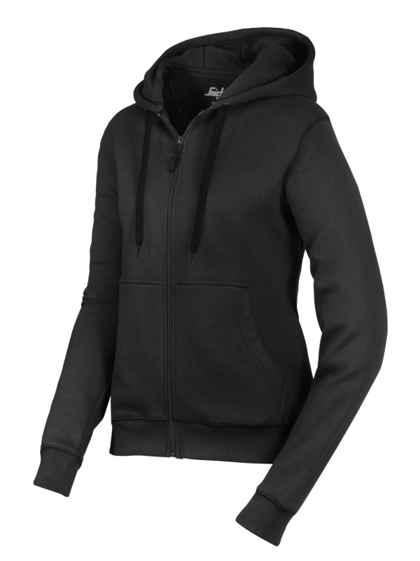 Sweat-shirt à capuche zippé pour femmes noir